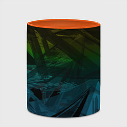 Кружка 3D Черный абстрактный узор на сине-зеленом фоне, цвет: 3D-белый + оранжевый — фото 2