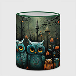 Кружка 3D Совы в стиле Folk Art, цвет: 3D-зеленый кант — фото 2