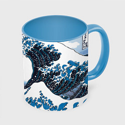Кружка 3D Цунами в Японии, цвет: 3D-белый + небесно-голубой
