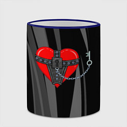 Кружка 3D Сердце и ключ bdsm, цвет: 3D-синий кант — фото 2