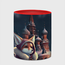 Кружка 3D Лиса на Красной площади, цвет: 3D-белый + красный — фото 2