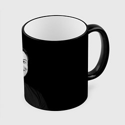 Кружка 3D Илон Маск, портрет, цвет: 3D-черный кант