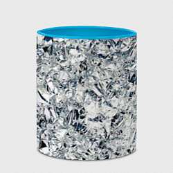 Кружка 3D Сверкающие кристаллы серебра, цвет: 3D-белый + небесно-голубой — фото 2