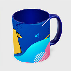 Кружка 3D Желтый слон вид сзади, цвет: 3D-белый + синий