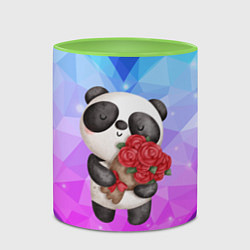 Кружка 3D Панда с букетом цветов, цвет: 3D-белый + светло-зеленый — фото 2