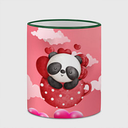 Кружка 3D Панда с сердечками в чашке, цвет: 3D-зеленый кант — фото 2