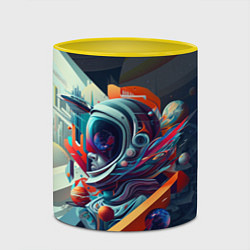 Кружка 3D Космос в стиле кубизма, цвет: 3D-белый + желтый — фото 2