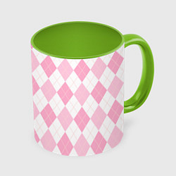 Кружка 3D Pink argyle, цвет: 3D-белый + светло-зеленый