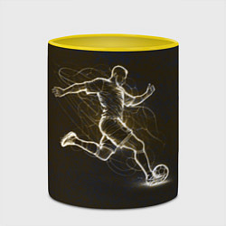Кружка 3D Футболист с мячом в сетке, цвет: 3D-белый + желтый — фото 2