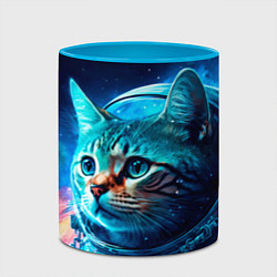 Кружка 3D Кот космонавт и звезды, цвет: 3D-белый + небесно-голубой — фото 2