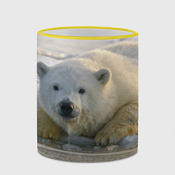 Кружка 3D Белый медведь ожидает, цвет: 3D-желтый кант — фото 2