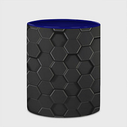 Кружка 3D Abstraction hexagon grey, цвет: 3D-белый + синий — фото 2