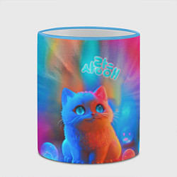 Кружка 3D Милый котенок - тай-дай, цвет: 3D-небесно-голубой кант — фото 2