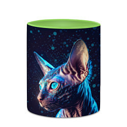 Кружка 3D Кот сфинкс и искорки, цвет: 3D-белый + светло-зеленый — фото 2