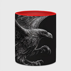 Кружка 3D Черно-белый ворон, цвет: 3D-белый + красный — фото 2