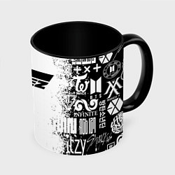 Кружка 3D Ateez black and white, цвет: 3D-белый + черный