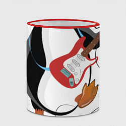 Кружка 3D Пингвин- гитарист, цвет: 3D-красный кант — фото 2