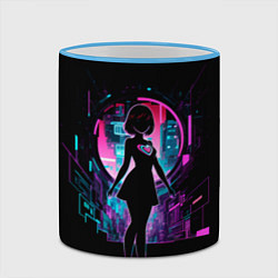 Кружка 3D Silhouette of a cute anime girl, цвет: 3D-небесно-голубой кант — фото 2