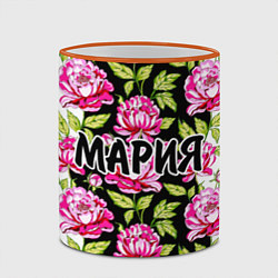 Кружка 3D Мария в цветах, цвет: 3D-оранжевый кант — фото 2