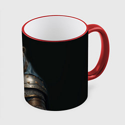 Кружка 3D Медведь в доспехах, цвет: 3D-красный кант