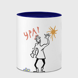 Кружка 3D Веселый человек, рисунок, цвет: 3D-белый + синий — фото 2