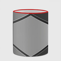 Кружка 3D Серебряные металлические пластины, цвет: 3D-красный кант — фото 2