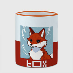 Кружка 3D Пиксельная лиса с надписью fox, цвет: 3D-оранжевый кант — фото 2