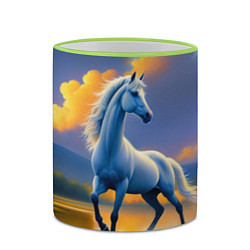 Кружка 3D Белая лошадь на рассвете, цвет: 3D-светло-зеленый кант — фото 2