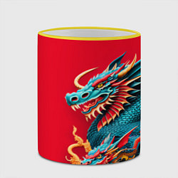Кружка 3D Japanese dragon - irezumi, цвет: 3D-желтый кант — фото 2