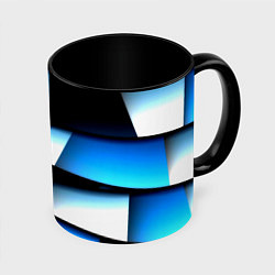 Кружка 3D Решетка из линий и полос, цвет: 3D-белый + черный