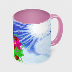 Кружка 3D Розовый котик, цвет: 3D-белый + розовый