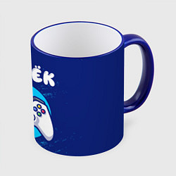 Кружка 3D Санёк геймер, цвет: 3D-синий кант