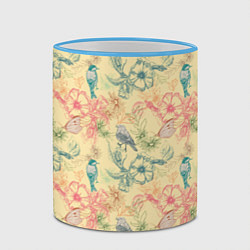 Кружка 3D Птицы и цветы, цвет: 3D-небесно-голубой кант — фото 2