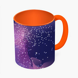 Кружка 3D Космическое звездное небо, цвет: 3D-белый + оранжевый