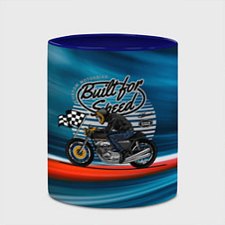 Кружка 3D Гонщик мотоциклист, цвет: 3D-белый + синий — фото 2
