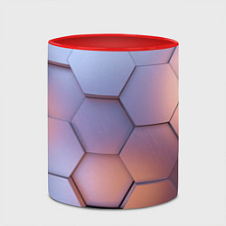 Кружка 3D Металлические шестиугольники, цвет: 3D-белый + красный — фото 2