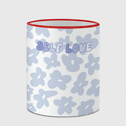 Кружка 3D Self love - цветочный голубой паттерн, цвет: 3D-красный кант — фото 2