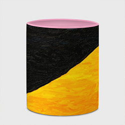 Кружка 3D Черно-желтые масляные краски, цвет: 3D-белый + розовый — фото 2