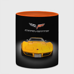 Кружка 3D Американский маслкар Chevrolet Corvette Stingray, цвет: 3D-белый + оранжевый — фото 2