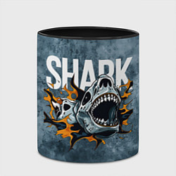 Кружка 3D С акулой в стиле Арт на синем мраморе, цвет: 3D-белый + черный — фото 2