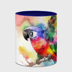 Кружка 3D Разноцветный акварельный попугай, цвет: 3D-белый + синий — фото 2
