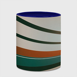 Кружка 3D Абстрактные зелёные и оранжевые линии, цвет: 3D-белый + синий — фото 2