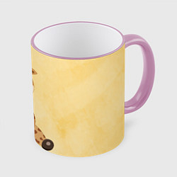 Кружка 3D Малыш жираф, цвет: 3D-розовый кант