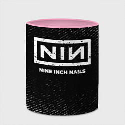 Кружка 3D Nine Inch Nails с потертостями на темном фоне, цвет: 3D-белый + розовый — фото 2