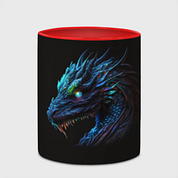 Кружка 3D Красивый неоновый дракон с голубыми глазами, цвет: 3D-белый + красный — фото 2