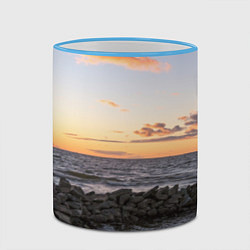 Кружка 3D Закат солнца на Финском заливе, цвет: 3D-небесно-голубой кант — фото 2