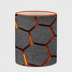 Кружка 3D Металлические плиты и лава, цвет: 3D-оранжевый кант — фото 2