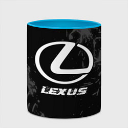 Кружка 3D Lexus speed на темном фоне со следами шин, цвет: 3D-белый + небесно-голубой — фото 2