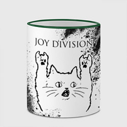 Кружка 3D Joy Division рок кот на светлом фоне, цвет: 3D-зеленый кант — фото 2