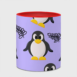 Кружка 3D Пингвин и веточка, цвет: 3D-белый + красный — фото 2